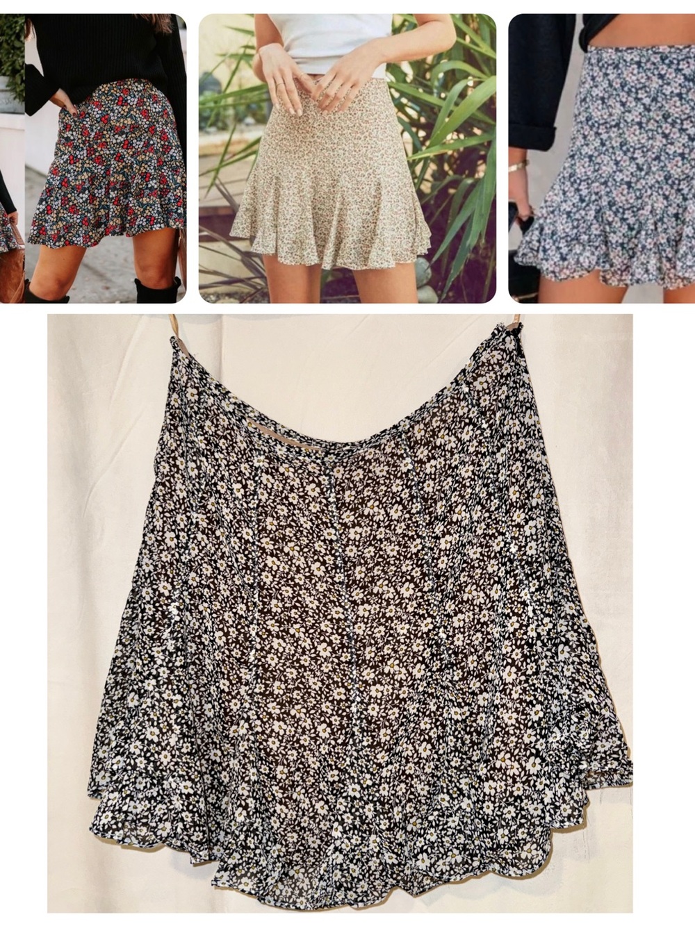 Vici Dress Forum Black & White Floral Ruffle Skort